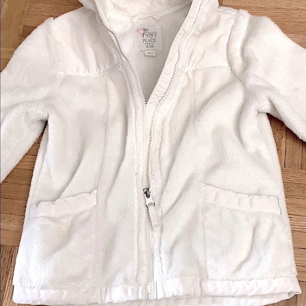 The Children's Place - Girls Size Small - White Fleece Zip-Up Jacket
